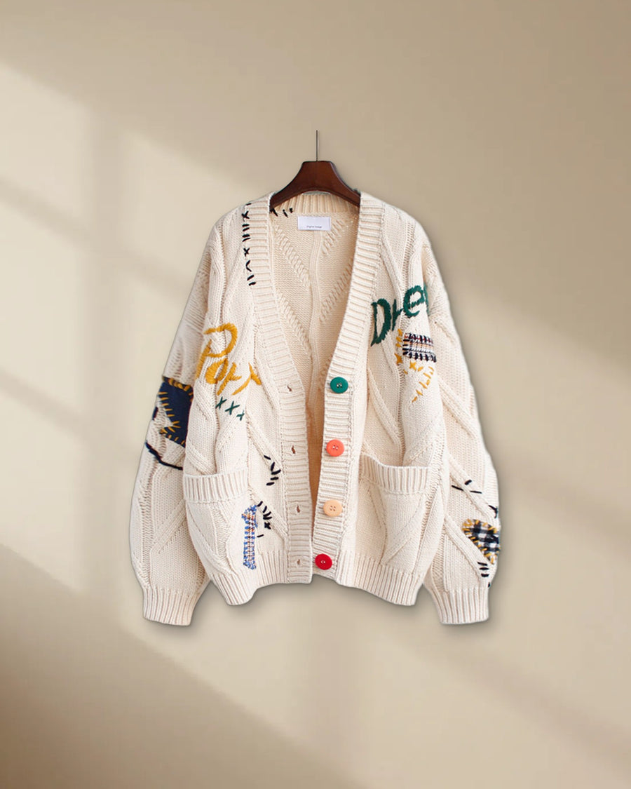 Angora Blend Cardigan Jacket in Beige