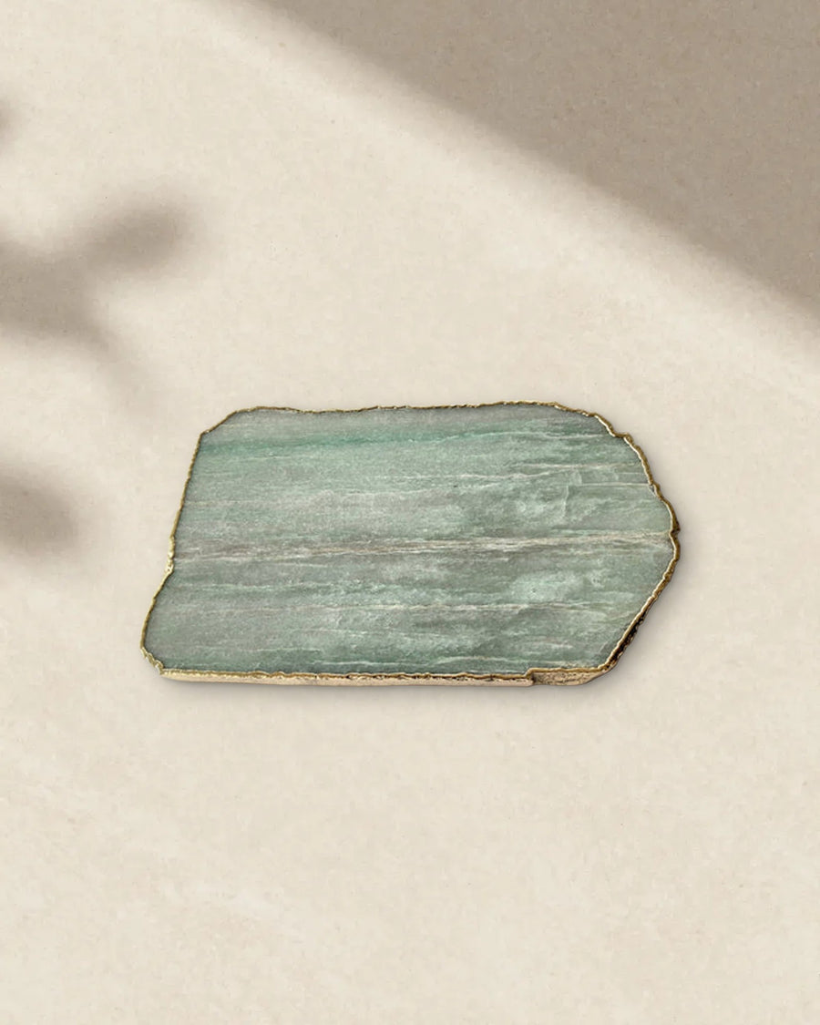 Green Aventurine Agate Cheese Board, 11 x 7 Inch