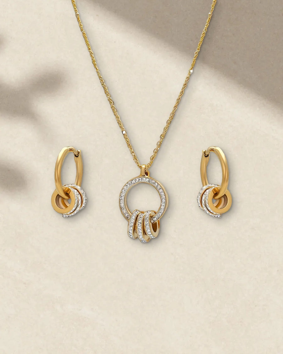 Kaisa Gold-Plated Necklace and Earrings Set