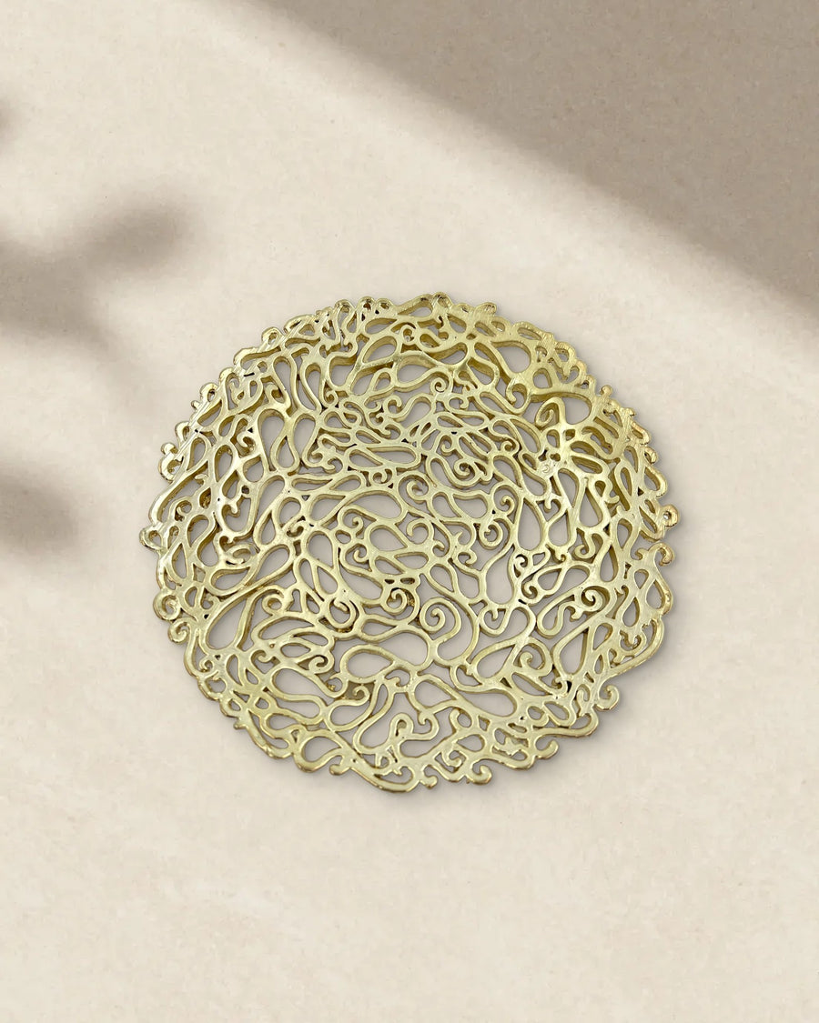 Lace Filigree Round Decorative Metal Tray