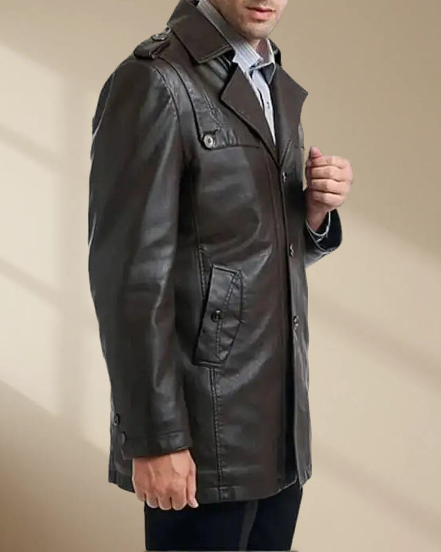 Men’s Black Motorcycle Leather Coat