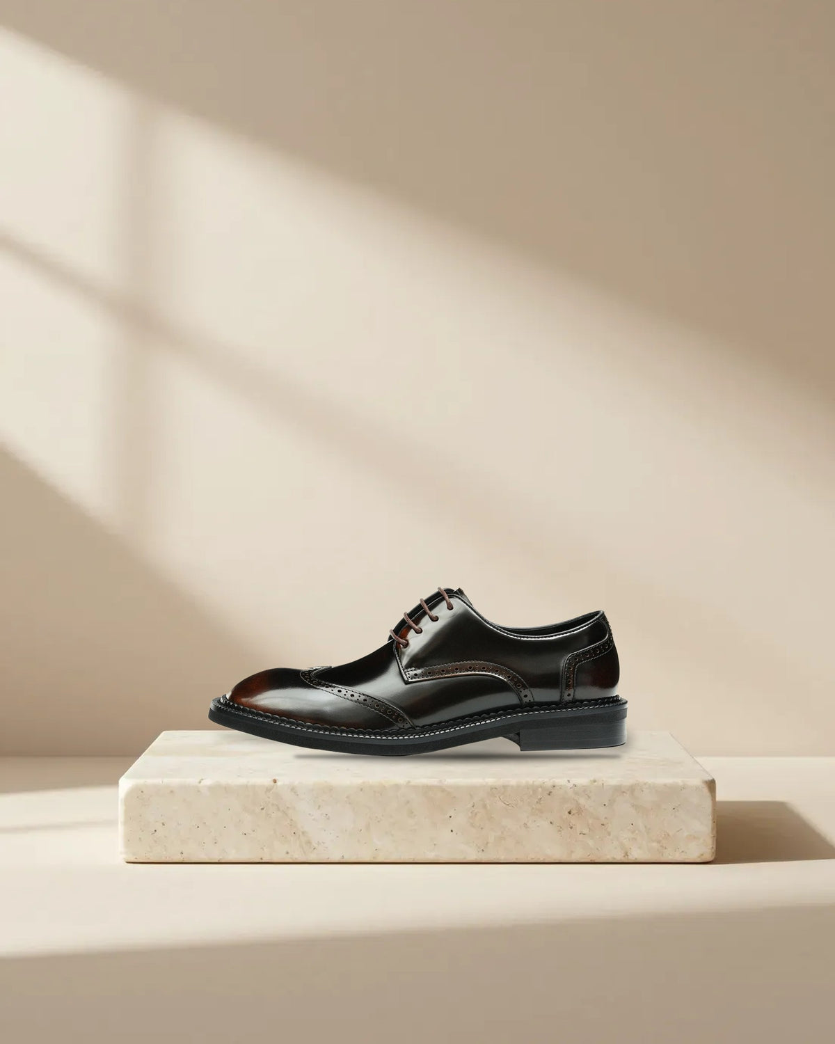 Men’s Glossy Calfskin Brogue Derby Shoes, picture 8 of 8