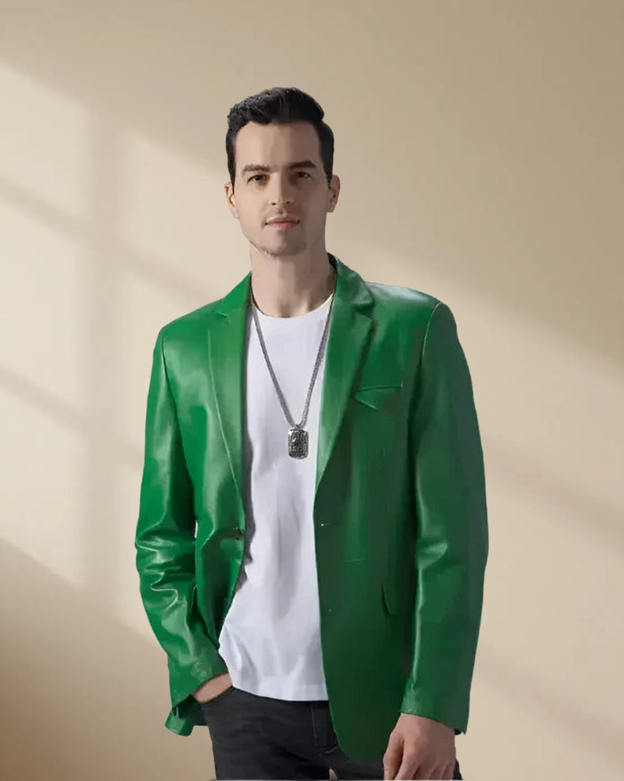 Men’s Green Leather Blazer