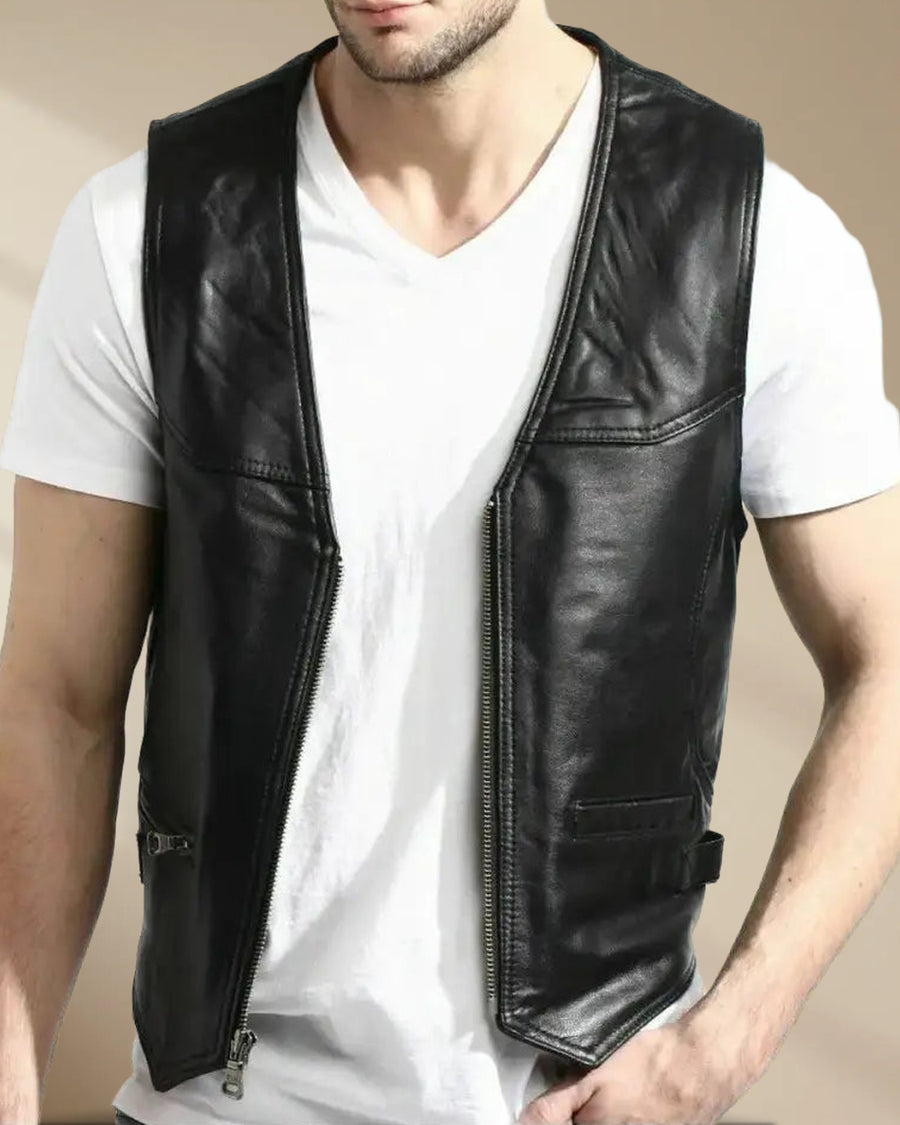 Men’s Leather Motorcycle Vest