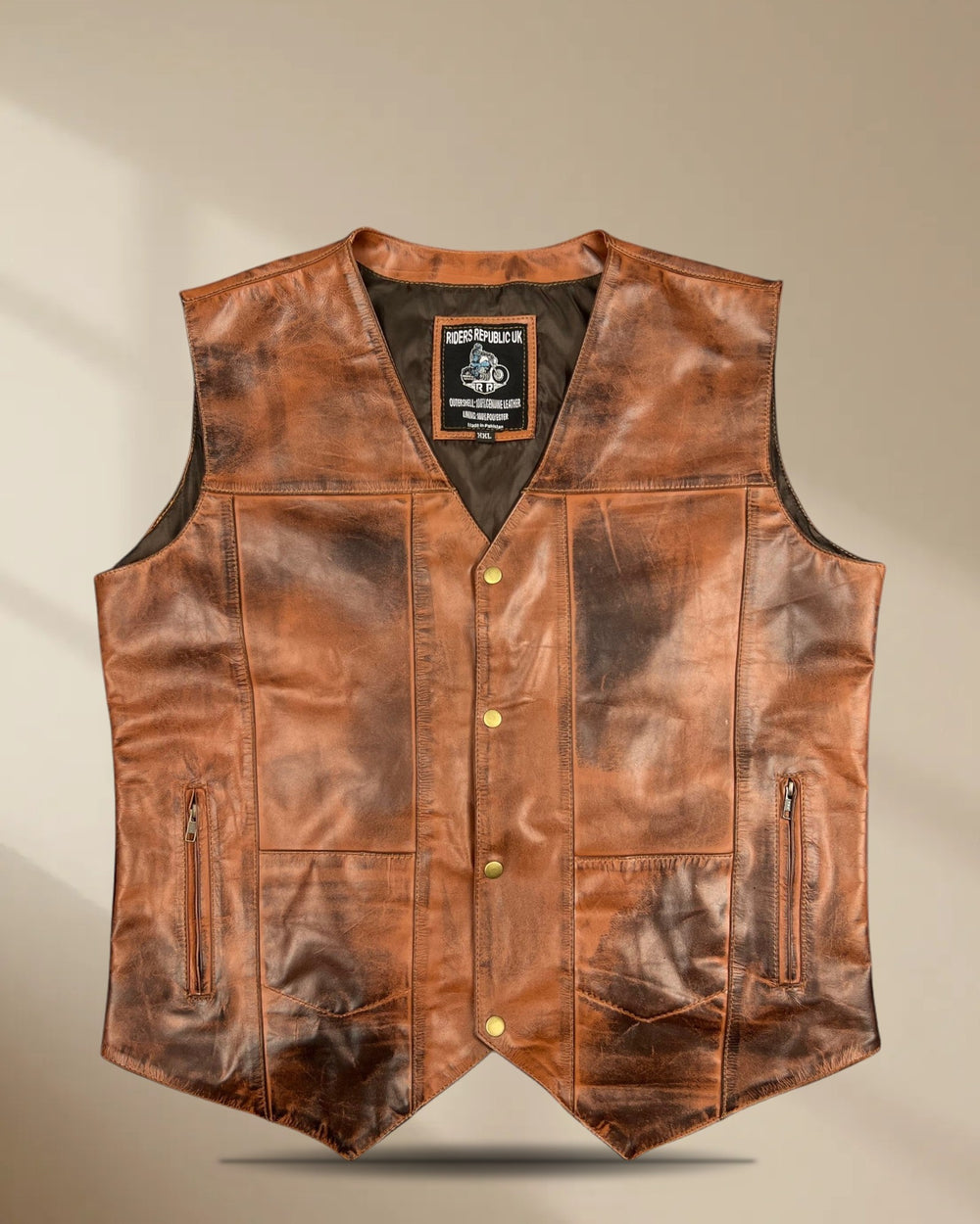 Men’s Waxed Brown Cowhide Leather Vest