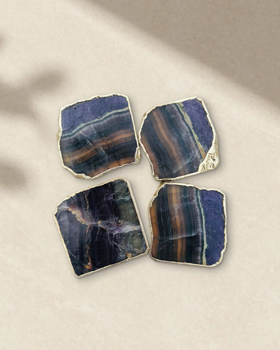 Multi Fluorite Natural Edge Coasters