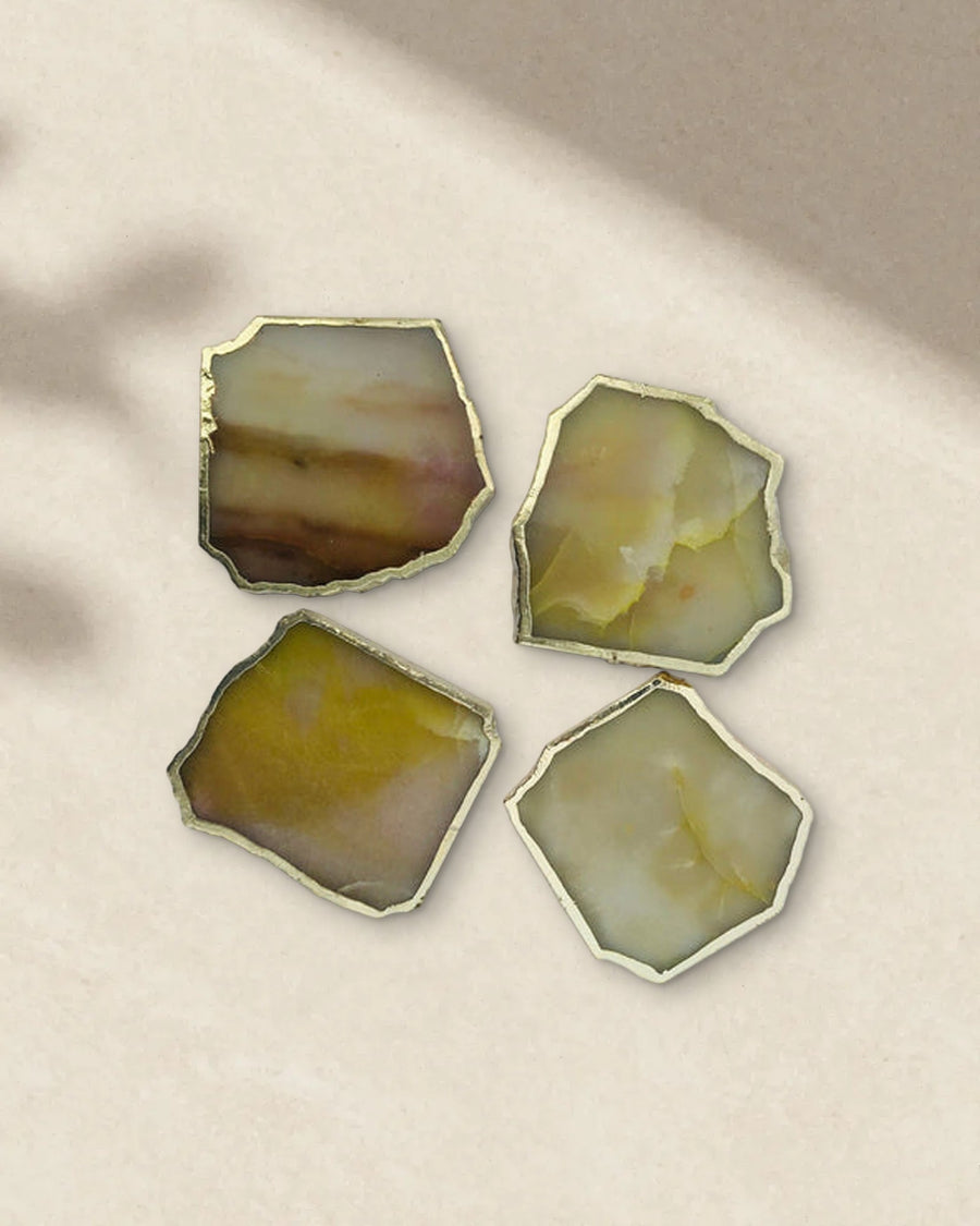 Mustard Aventurine Natural Edge Coasters