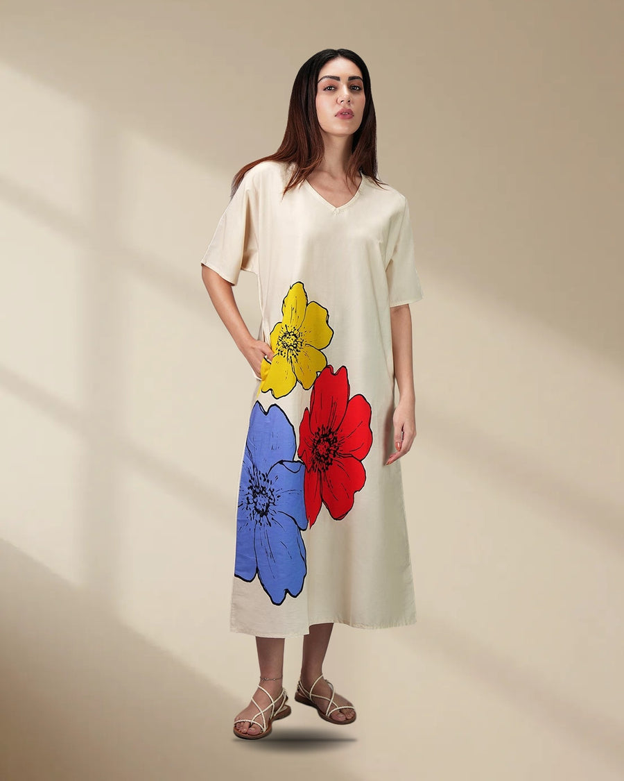 No.3 Floral Art Long Kaftan Dress