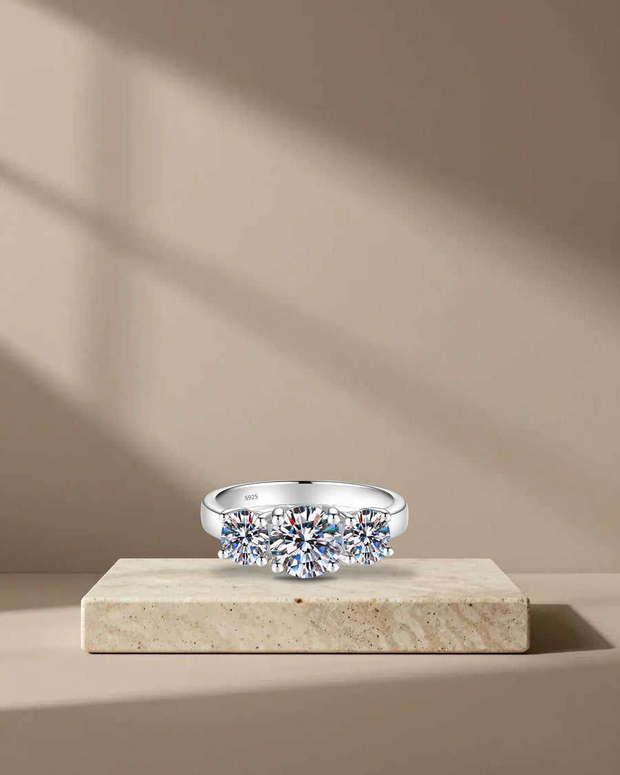 1 Carat Moissanite Three-Stone Ring