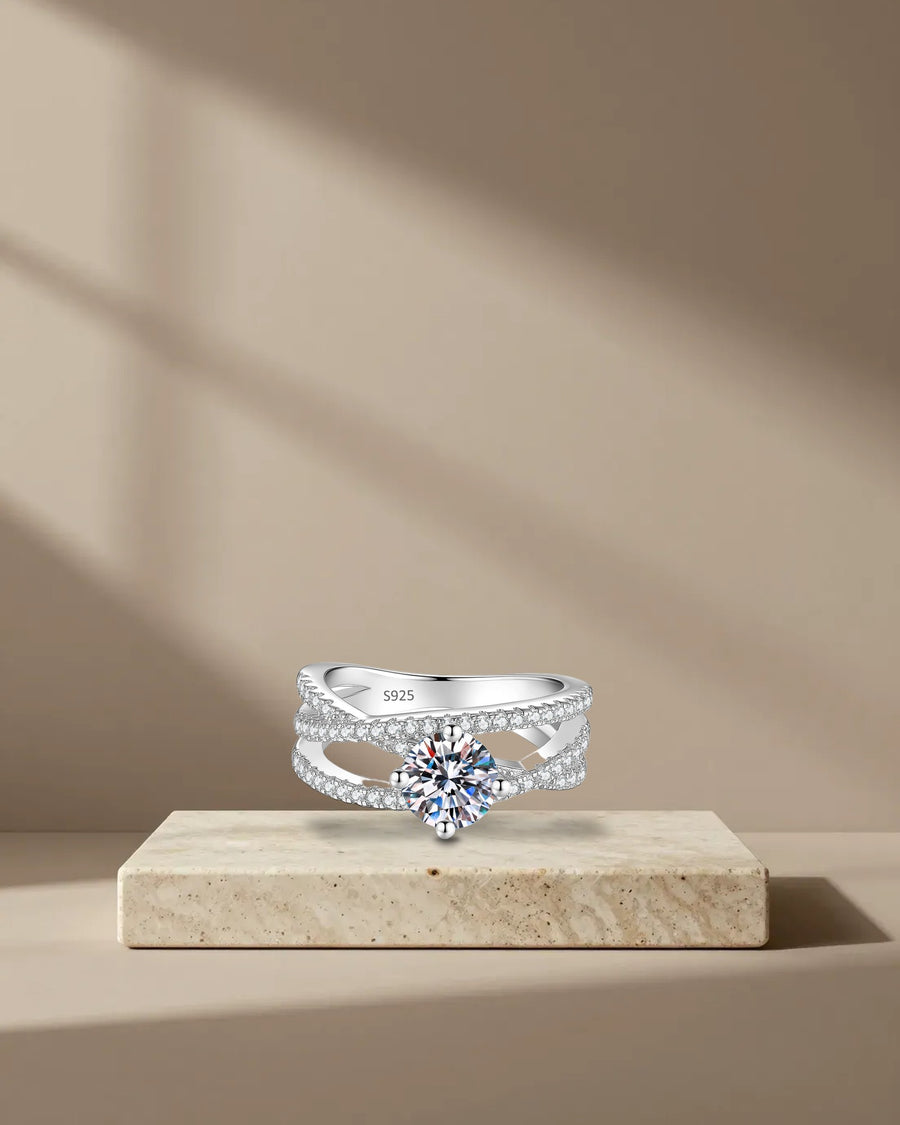 Moissanite Split-Shank Solitaire Ring