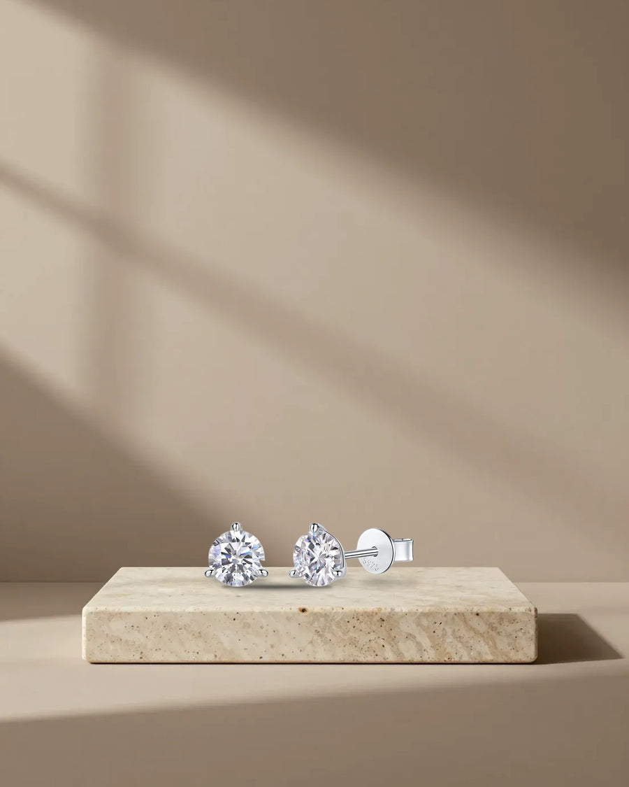 Moissanite Solitaire Stud Earrings
