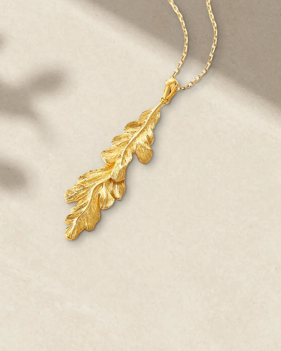 Sculpted Leaf Pendant Necklace