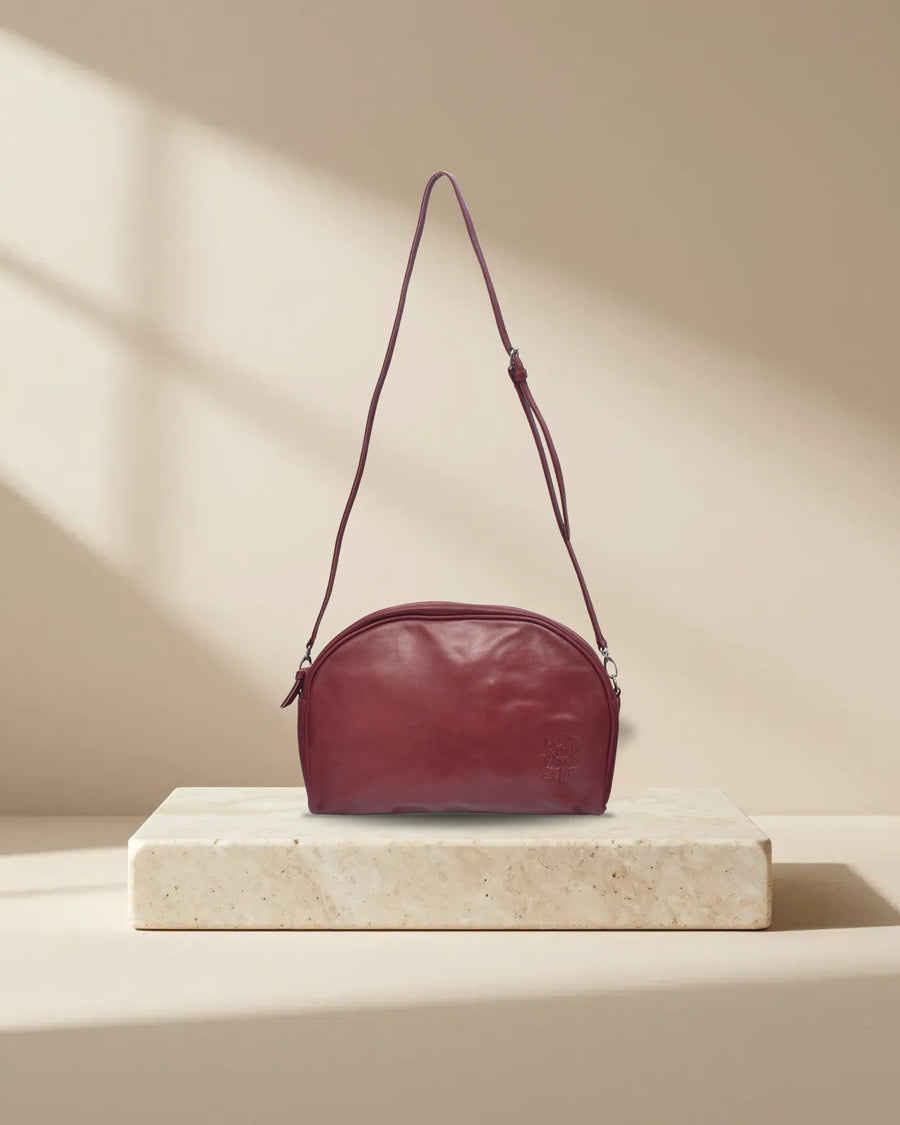 Sabine Leather Crossbody Handbag in Maroon