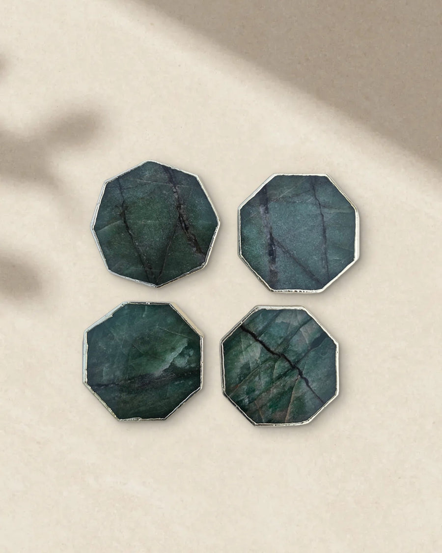 Sage Green Agate Octagon Coasters