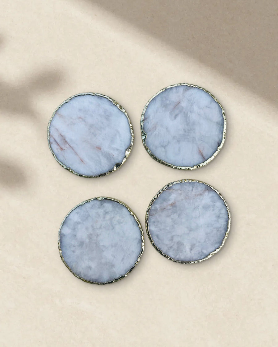 White Agate Hand Rounded Coasters