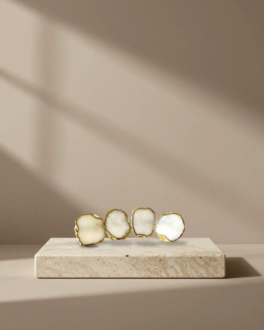 White Agate Slice Napkin Rings