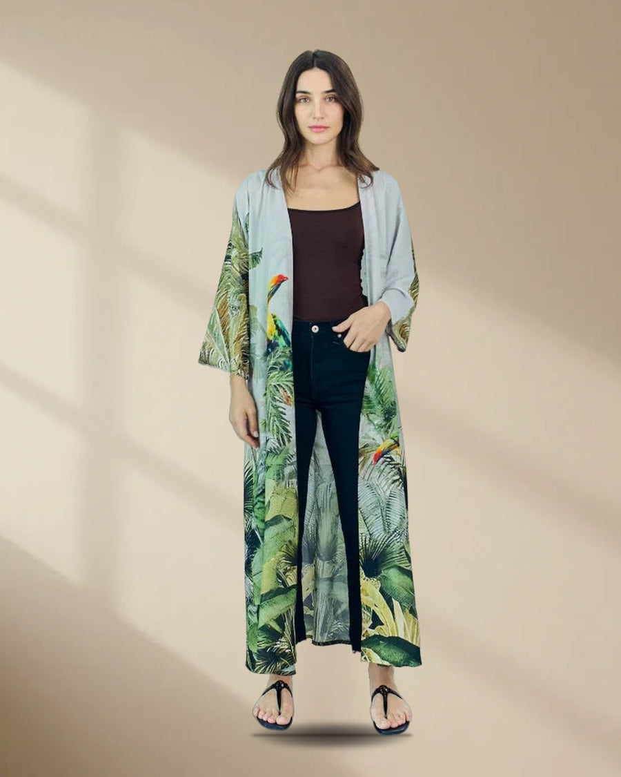 Wild Wings Bird in the Jungle Long Kimono