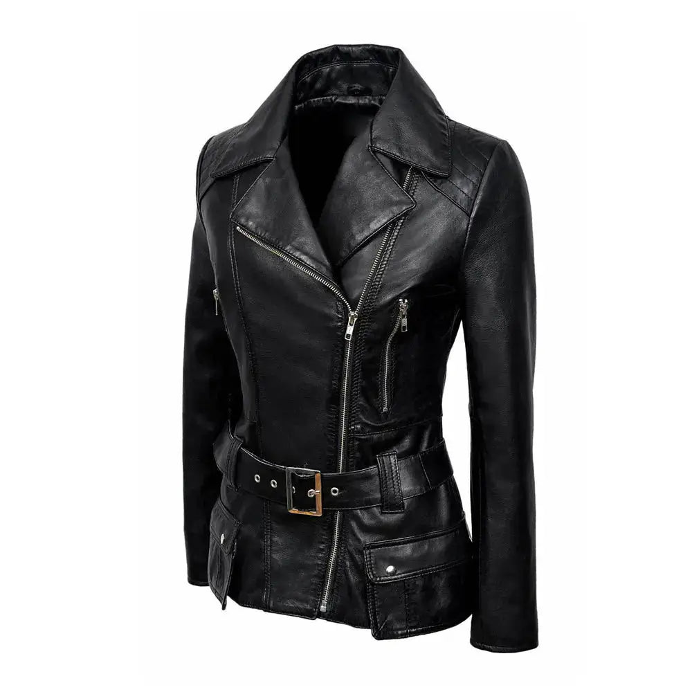Women’s Vintage Leather Biker Jacket, picture 6 of 6