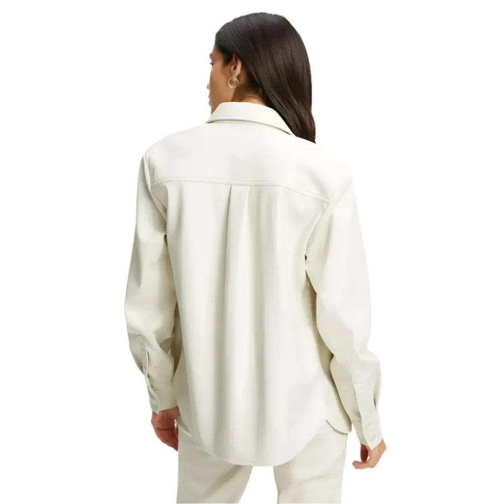 Women’s White Full Sleeve Leather Shirt, picture 3 of 4